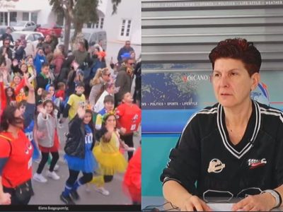 H κ.Χριστοφορίδου στο κανάλι της Σαντορίνης με θέμα τον απολογισμό από το καρναβάλι στα Φηρά.