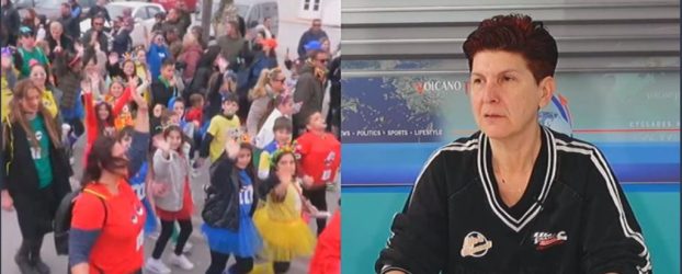 H κ.Χριστοφορίδου στο κανάλι της Σαντορίνης με θέμα τον απολογισμό από το καρναβάλι στα Φηρά.
