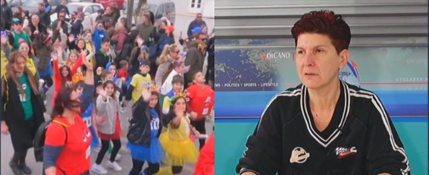 H κ.Χριστοφορίδου στο κανάλι της Σαντορίνης με θέμα τον απολογισμό από το καρναβάλι στα Φηρά.